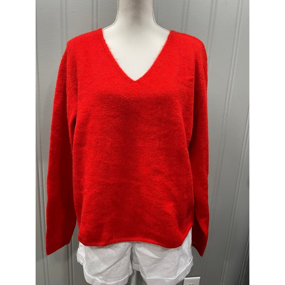 JJXX Red V Neck Long Sleeve Knit Sweater‎ Women M